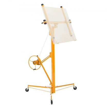 4877 mm gipslyft, kraftig 68 kg gipskivotlyft med justerbar teleskoparm, låsbara hjul, gipslyft, domkraft, verktyg perfekta för tak- och vägginstallation (gul)