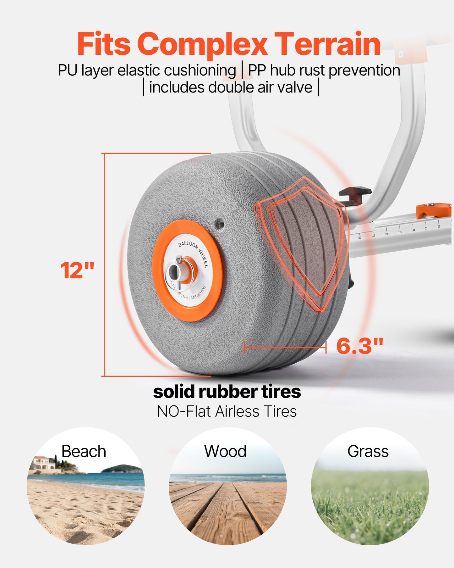 Kajakvagn, 158,8 kg lastkapacitet, kajakvagn med 30,5 cm uppblåsbara PU-däck och 2 remmar, monteras och demonteras inom några sekunder, paddelbrädevagn för att bära kajaker och kanoter