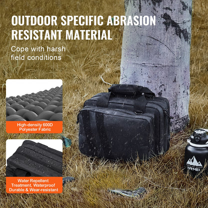 Skytteväska för 2 pistoler, taktisk vapenväska med 2 inbyggda avtagbara pistolväskor och 6 avtagbara magasin, skjutbana för utomhusjakt, låsbar bärväska för pistol, svart