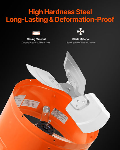 Gavelmonterad fläkt, 15-tums vindsfläkt med justerbar termostat och yttre nät, 1650 CFM husfläkt kyler upp till 2360 kvm, tyst ventilation för tak, garage och butik, vibrerande orange