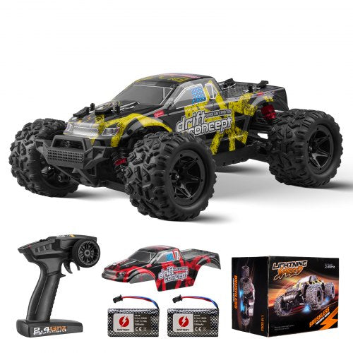 Fjärrstyrd bil, skala 1:18, RC-bil för barn, terränggående fyrhjulsdrift med 45° ratt och justerbar hastighet, 45 km/h höghastighets hobby-RC-racerbilleksak, perfekt present för barn från 8 år, IPX4