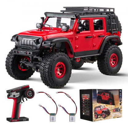 Fjärrstyrd bil, skala 1:24, radiostyrd bil för barn, terränggående fyrhjulsdrift med full belysning och 2 laddningsbara batterier, justerbar hobbyracerbil med 2 hastigheter, present till pojkar och flickor från 14 år