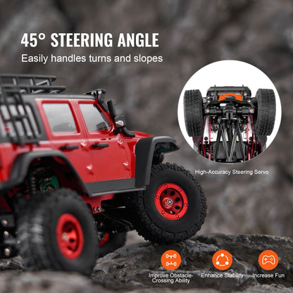 Fjärrstyrd bil, skala 1:24, radiostyrd bil för barn, terränggående fyrhjulsdrift med full belysning och 2 laddningsbara batterier, justerbar hobbyracerbil med 2 hastigheter, present till pojkar och flickor från 14 år