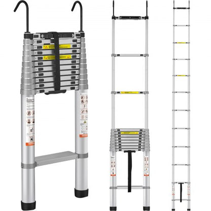 Teleskopisk stege i aluminium, förlängningssteg 457,2 cm, mångsidig, bärbar