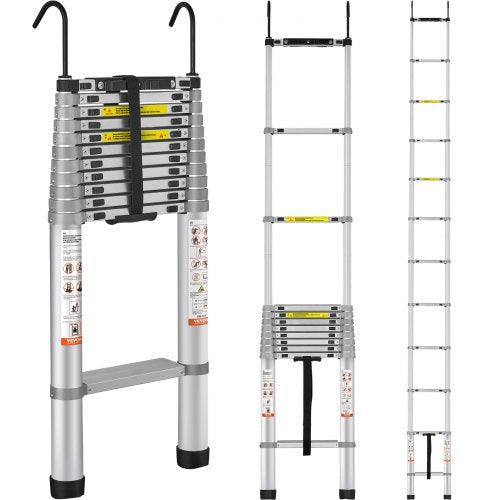 Teleskopisk stege i aluminium, förlängningssteg 457,2 cm, mångsidig, bärbar