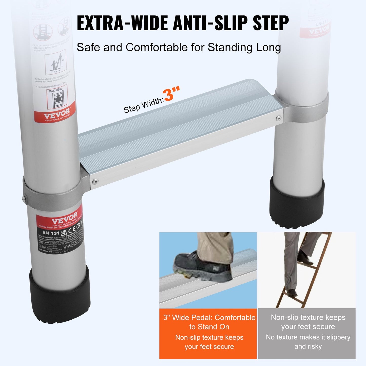 Teleskopstege, 16,5 fot lätt förlängningsstege i aluminium, hopfällbar stege med flera knappar, kapacitet 419 pund med halkfria fötter, bärbara kompakta stegar för hem, husbil, loft