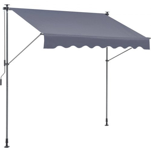 Manuell infällbar markis, 118" utomhus infällbar uteplatsmarkis solskydd, justerbar uteplatsdörrfönstermarkis med 39" solskyddsgardin för bakgård, trädgård, balkong