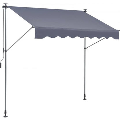 Manuell infällbar markis, 118" utomhus infällbar uteplatsmarkis solskydd, justerbar uteplatsdörrfönstermarkis med 39" solskyddsgardin för bakgård, trädgård, balkong