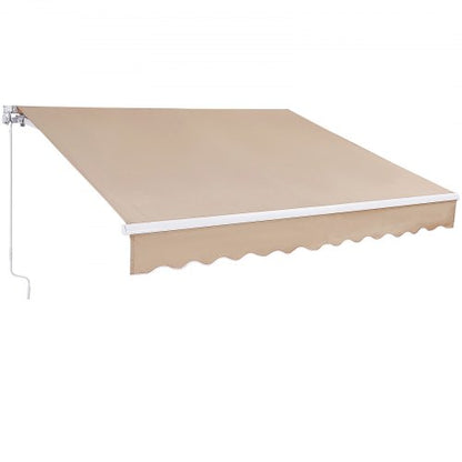 Manuell infällbar markis, 12 x 10 fot utomhusmarkis infällbar solskydd, vattentålig polyester altandörrfönstermarkis solskydd med vev för bakgård, balkong