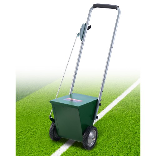Torrlinjemarkör, 2 hjul, 2 eller 4 tums linjer, torrlinjekrita för fält, justerbar linjemarkör, med gummijusterbart handtag, 25 lbs stor krutkapacitet, för baseboll och softboll infield, grön