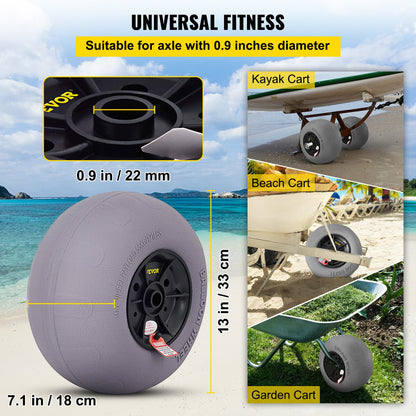 Strandballonghjul, 33 cm reservdäck för sand, TPU-vagnsdäck för kajakvagn, kanotvagn och barnvagn med gratis luftpump, 2-pack
