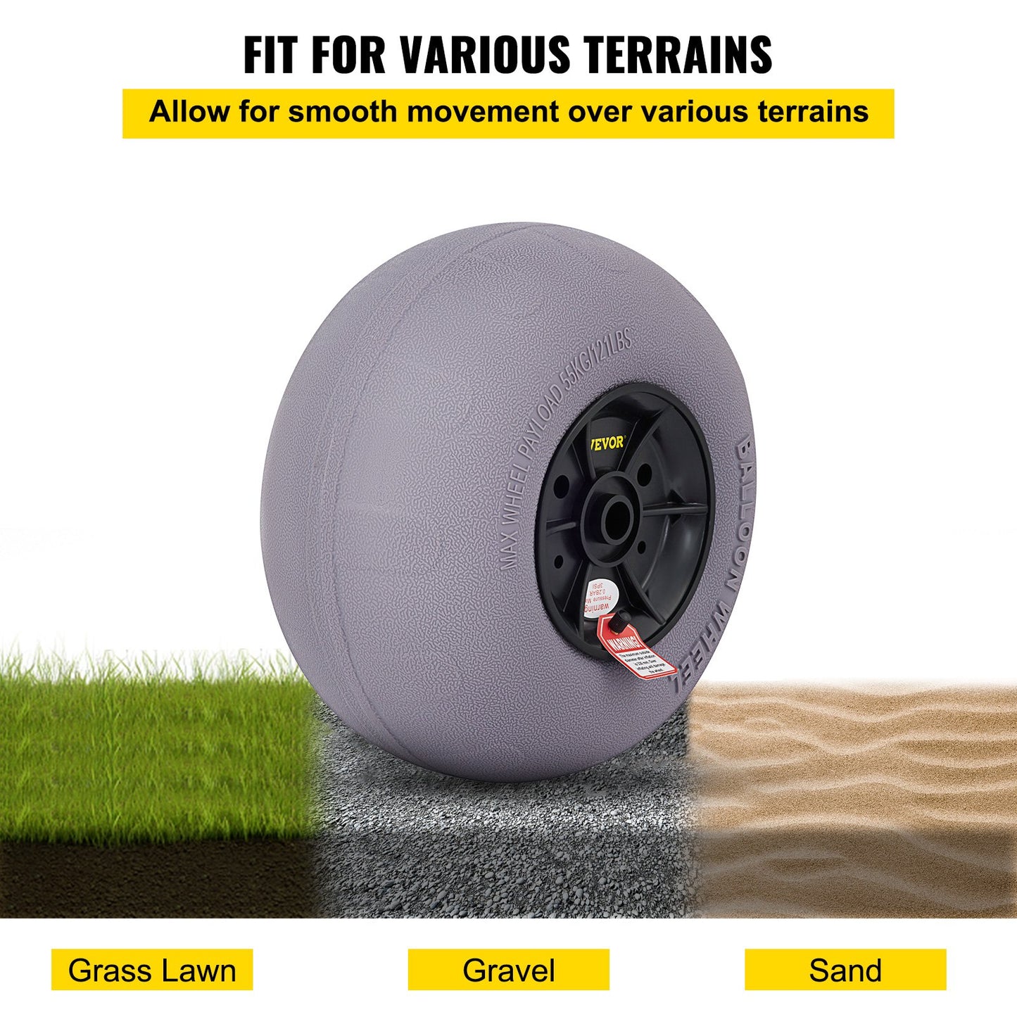 Strandballonghjul, 33 cm reservdäck för sand, TPU-vagnsdäck för kajakvagn, kanotvagn och barnvagn med gratis luftpump, 2-pack