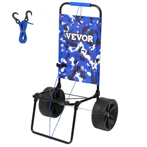 Strandvagn med stora hjul för sand, 15,4" x 15,7" lastdäck, med 10" PE-hjul, lastkapacitet 69 kg hopfällbar sandvagn, kraftig vagn för picknick, camping, fiske, strand, trädgårdsarbete
