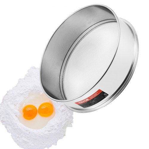 Mjölsikt med finmaskigt nät, mjölsikt med 10 mesh, finmaskigt sikt i 304 rostfritt stål, livsmedelsklassat, diameter 30 cm för bakning, 5 maskstorlekar för mungbönor, ris, mjöl och pärlpulver