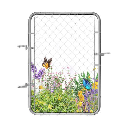 Chain Link Fence Gate, 32 x 46 in, Adjustable Chain Link Fence Panel, Fit 2-6 ft (W) x 4 ft (H) Garden Fence Gate Opening, Rust-Resistant Galvanized Fencing Gate for Farm Posts Not Included