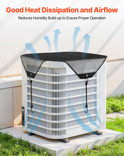 Luftkonditioneringsskydd för utomhusenheter, 910 x 910 mm Central AC-skydd för luftkonditioneringsenhet, Top Universal Mesh Defender Rivtålig Enkel installation för utomhusbruk Utomhus alla årstider, Svart