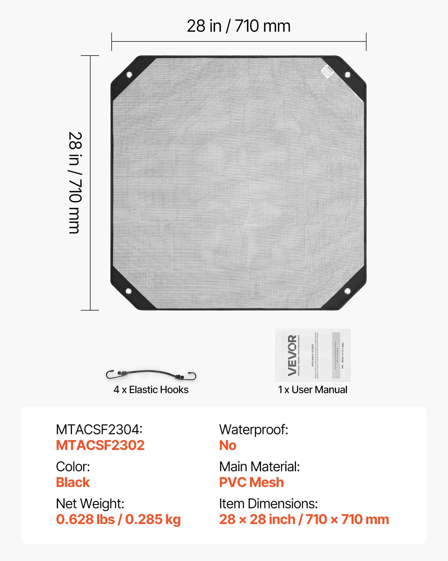 Luftkonditioneringsskydd för utomhusenheter, 710 x 710 mm Central AC-skydd för luftkonditioneringsenhet, Top Universal Mesh Defender Rivtålig Enkel installation för utomhusbruk Utomhus alla årstider, Svart
