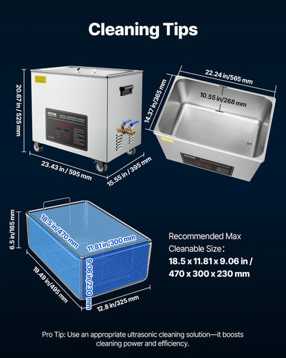 50L ultraljudstvätt, professionell ultraljudstvättmaskin med rengöringskorg och digital display, 840W stor rengöringsmaskin i rostfritt stål med hjul för industriella delar, förgasare