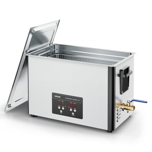 30L ultraljudsrengöring, professionell ultraljudsrengöringsmaskin med rengöringskorg och digital display, 480W rostfritt stål 40kHz industriell rengöringsmaskin för delar, förgasare, instrument