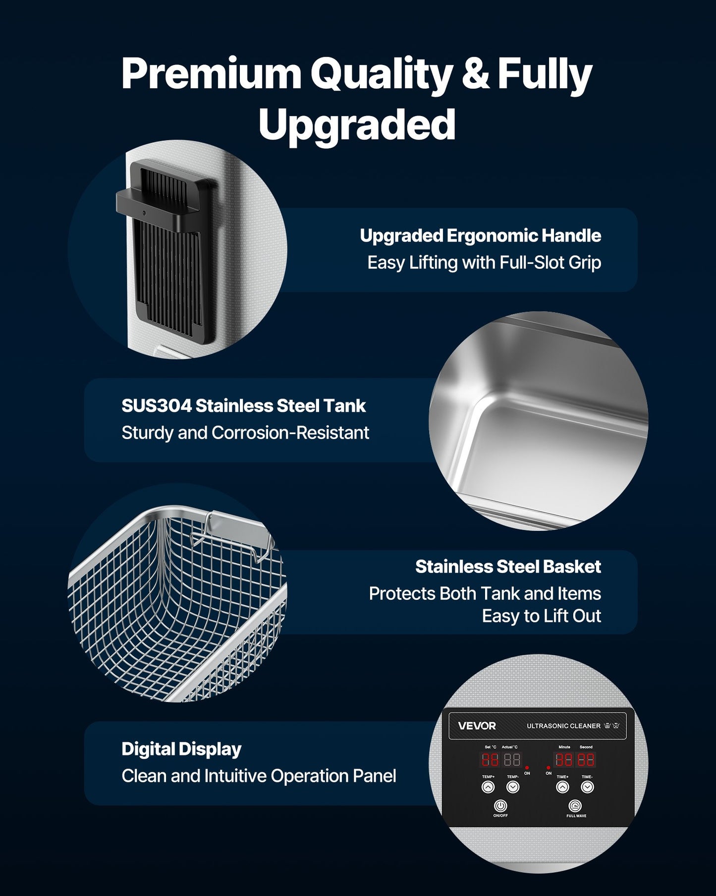 6L ultraljudsrengöring, professionell ultraljudsrengöringsmaskin med rengöringskorg och digital display, 120W rostfritt stål 40kHz rengöringsmaskin för klockor, rakhyvlar, smycken, mynt och mer
