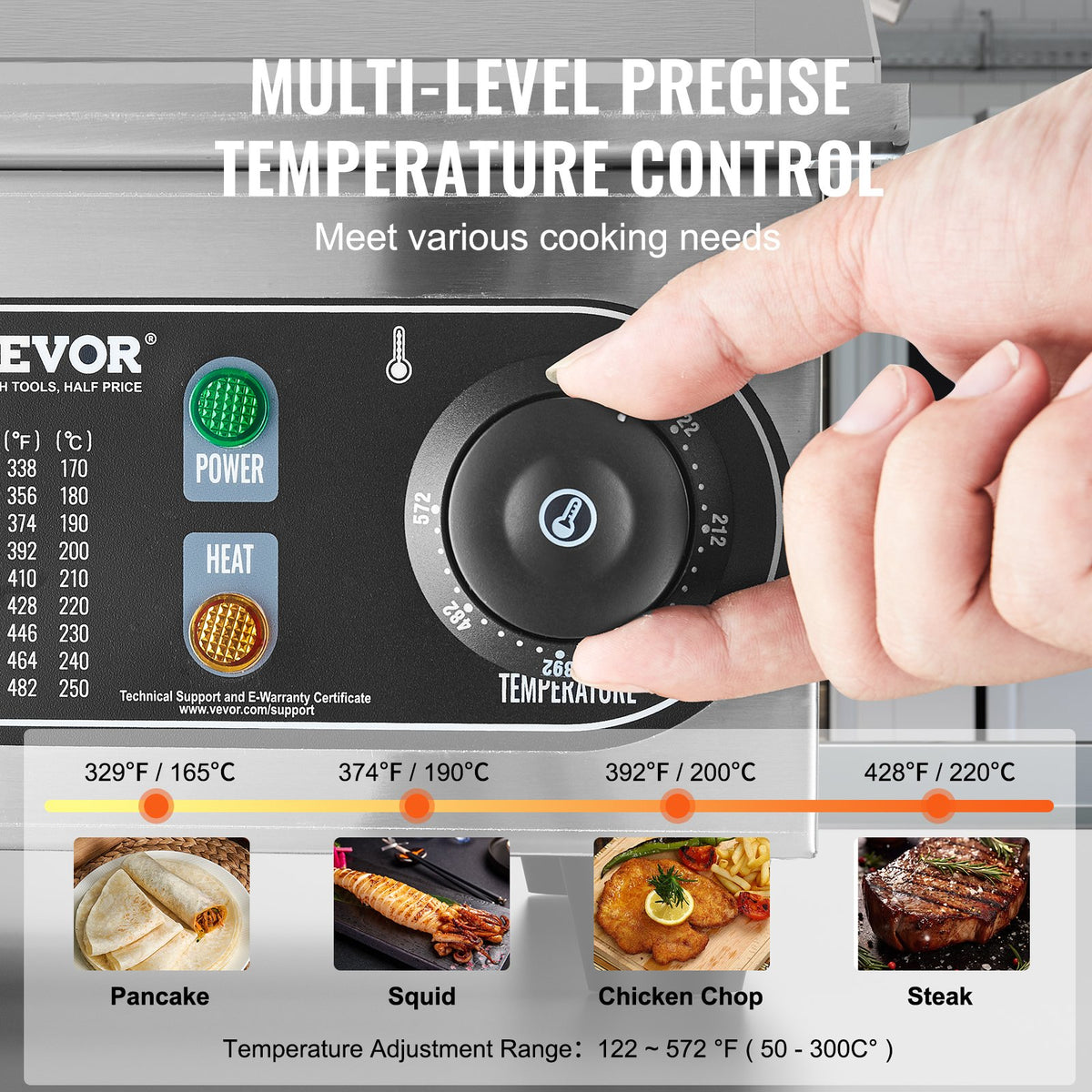 Kommersiell elektrisk stekhäll, 4000W platt grill för bänkskiva, 122℉-572 ℉ justerbar temperatur, 25,98 x 15,75 x 0,39 tum stekhäll i rostfritt stål med 2 spadar och 2 borstar för hemmet eller restaurangen