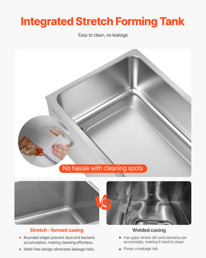 Kommersiell matvärmare, elektriskt ångbord med 4 pannor, 1200W professionell bänkskiva i rostfritt stål med buffévattenbad och temperaturkontroll på 30–85 °C för catering, bufféer, fester och restauranger.