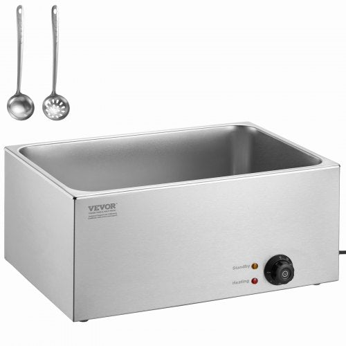 Kommersiell matvärmare 18L Bain Marie 1200W elektrisk buffévärmare Ångbordsmatvärmare Bänkskiva Rostfritt stål matvärmare Våt eller torr användning för fester, catering och restaurang