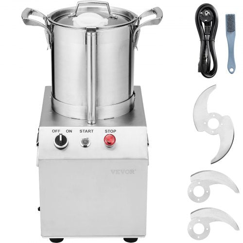 Matberedare och grönsakshackare, 4L matberedare i rostfritt stål av livsmedelskvalitet med 2 extra S-kurvade blad, perfekt för att hacka grönsaker, frukt, spannmål, nötter