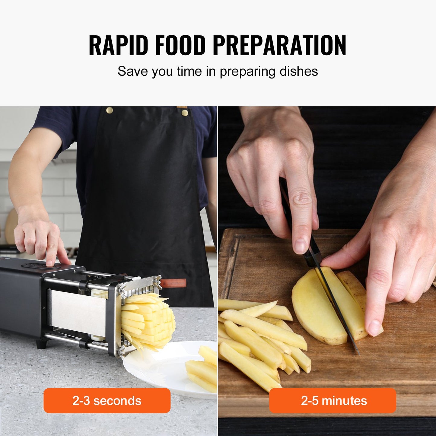 Elektrisk pommes frites-skärare, potatisskärare med 1/2-tums och 3/8-tums rostfria stålblad, potatishackare med halkfria fötter, utmärkt för potatis, pommes frites, gurka, grönsaker, morötter