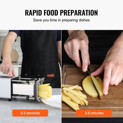 Elektrisk pommes frites-skärare, potatisskärare med 1/2-tums och 3/8-tums rostfria stålblad, potatishackare med halkfria fötter, utmärkt för potatis, pommes frites, gurka, grönsaker, morötter