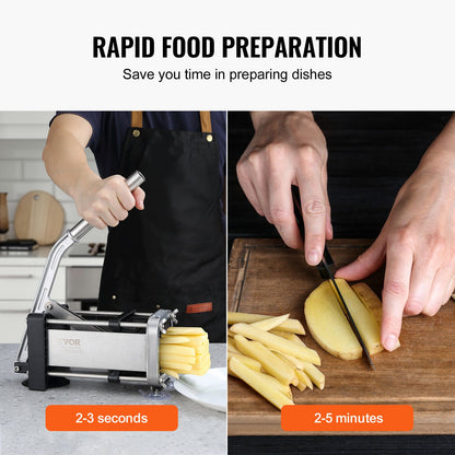 French Fry Cutter, Potato Slicer with 1/2-Inch Stainless Steel Blade, Manual Potato Cutter Chopper with Suction Cups, Great for Potato, French Fries, Cucumber, Vegetables, Carrot