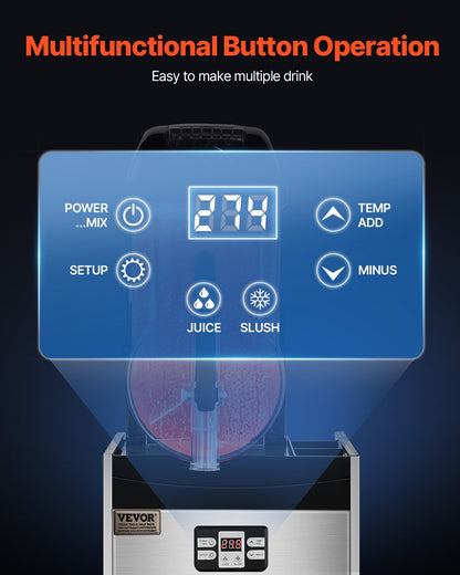 Kommersiell slushmaskin, 12 liters maskin för frysta drycker med en tank, 48 koppar rostfritt stål, smoothiemaskin för frysta drycker, slushmaskin för hemmafester, restauranger, caféer och barer