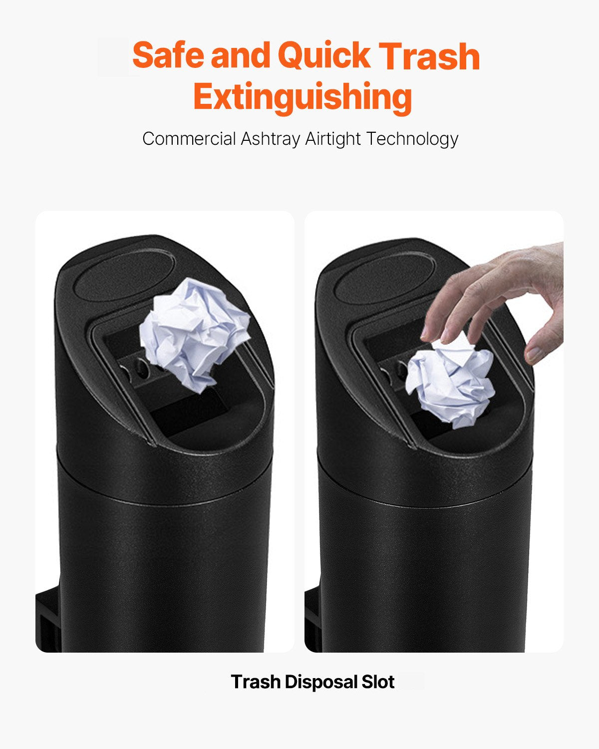 Fimpbehållare för cigarett, cylinderformad cigarettfimpbehållare i rostfritt stål, väggmonterad och väderbeständig utomhusavfallsbehållare för cigarettfimpar för trädgård, kontor, restaurang, hotell, bar, svart