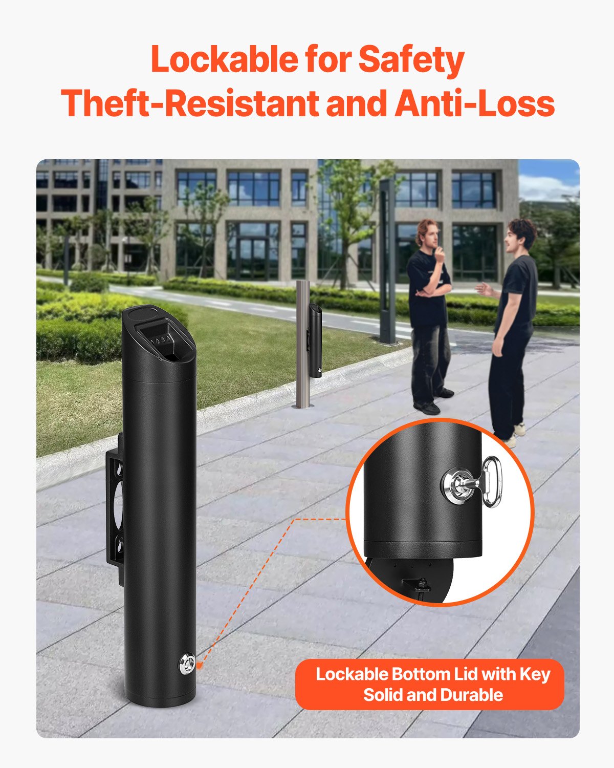 Fimpbehållare för cigarett, cylinderformad cigarettfimpbehållare i rostfritt stål, väggmonterad och väderbeständig utomhusavfallsbehållare för cigarettfimpar för trädgård, kontor, restaurang, hotell, bar, svart