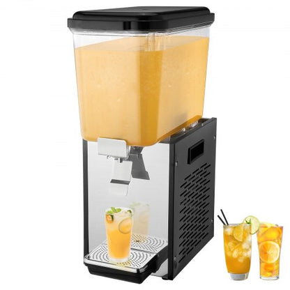 Kommersiell dryckesdispenser, 18 l juicedispenser, 300 W 304 rostfritt stål, livsmedelsklassad istemaskin med 45°F-54°F kyltemperatur, för kalla drycker, restaurangbar, fest