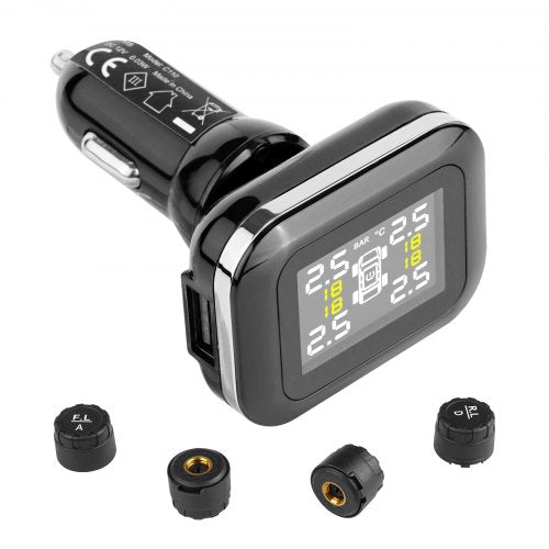 Däcktrycksövervakningssystem för husbil, 7,3-87 PSI släpvagns TPMS, universellt trådlöst bilalarmsystem, vattentätt TPMS-sensorset med 4 sensorer, 5 larmlägen, realtidsvisning, enkel att installera