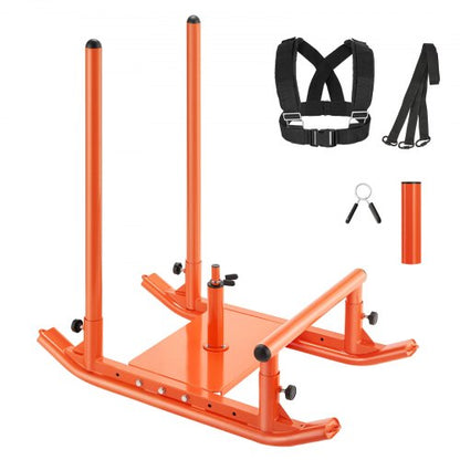 Viktkälke, Stålkraftkälke, Fitness Styrketräningskälkar för Atletisk Träning Hastighetsförbättring, Träningsutrustning med Handtag, Kompatibel med 25/51 mm Viktskivor, Orange