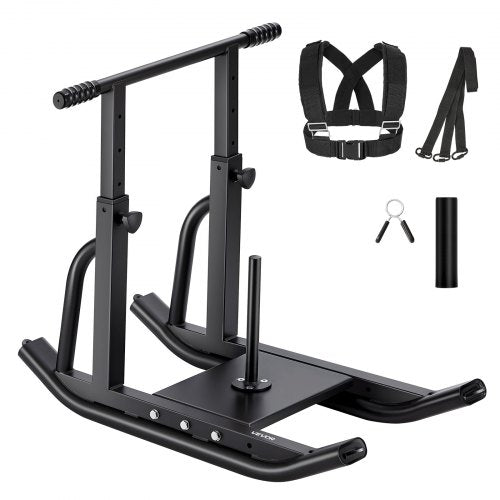 Viktsläde, Stålkraftsläde, Fitnessträningsslädar för atletisk träning, hastighetsförbättring, Träningsutrustning med justerbart höjdhandtag, Kompatibel med 25/51 mm viktskivor, Svart