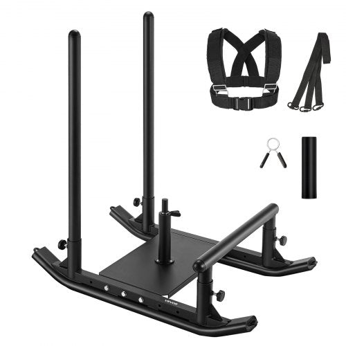 Viktkälke, Stålkraftkälke, Fitness Styrketräningskälkar för Atletisk Träning Hastighetsförbättring, Träningsutrustning med Handtag, Kompatibel med 25/51 mm Viktskivor, Svart