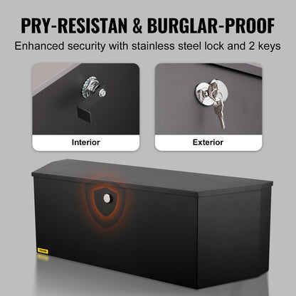 Släpvagnstunglåda, Verktygslåda i kolstål, Kraftig släpvagnslåda med lås och nycklar, Verktygslåda med tunga för släpvagn för pickupflak, husbilssläp, 91x30x30 cm