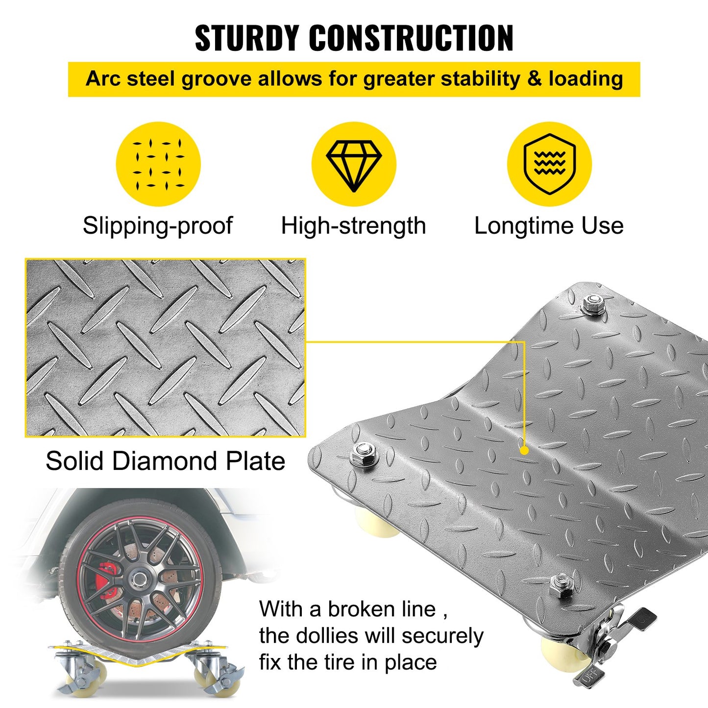 Mophorn fordonspositioneringshjulvagnar - 680 kg per vagn 2 st däck bilhjulvagnar bilskridskor skåpbilspositionering garagedomkraft