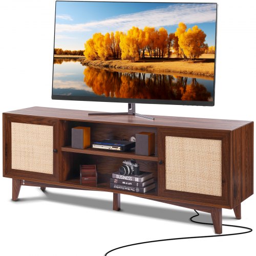 TV-bänk i rotting 191 cm TV Boho TV-skåp TV-skåp valnöt