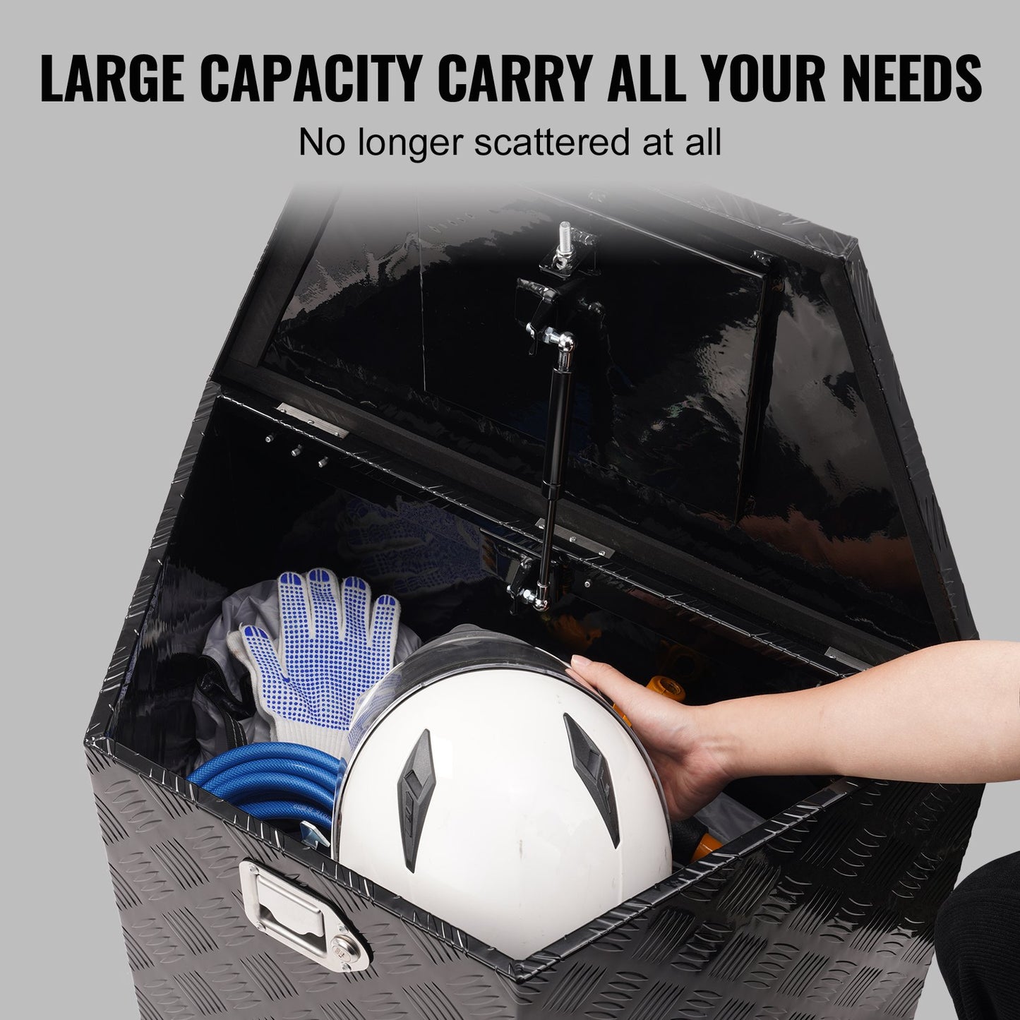 Släpvagns tunglåda, verktygslåda med aluminiumlegering och diamantplåt, kraftig släpvagnslåda med lås och nycklar, tunglåda för nyttosläp för pickup, husbil, släpvagn, 99,1 x 41,9 x 30,5 cm