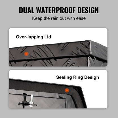 Släpvagns tunglåda, verktygslåda med aluminiumlegering och diamantplåt, kraftig släpvagnslåda med lås och nycklar, tunglåda för nyttosläp för pickup, husbil, släpvagn, 99,1 x 41,9 x 30,5 cm