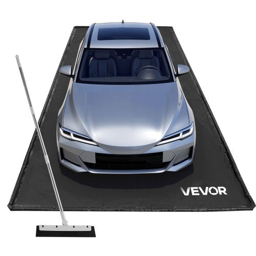 Avspärrningsmatta, 2,4 x 5,5 m, halkfri PVC-garagematta med rengöringsskrapa, kraftigt hållbart vattentätt avspärrningsskydd mot snö, regn och lera för bilparkering, svart