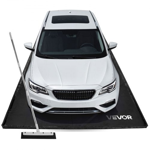 Avspärrningsmatta, 2,6 x 6,1 m, halkfri PVC-garagematta med rengöringsskrapa, kraftigt hållbart vattentätt skydd mot snö, regn och lera för bilar, stadsjeepar, lastbilar, parkering, svart