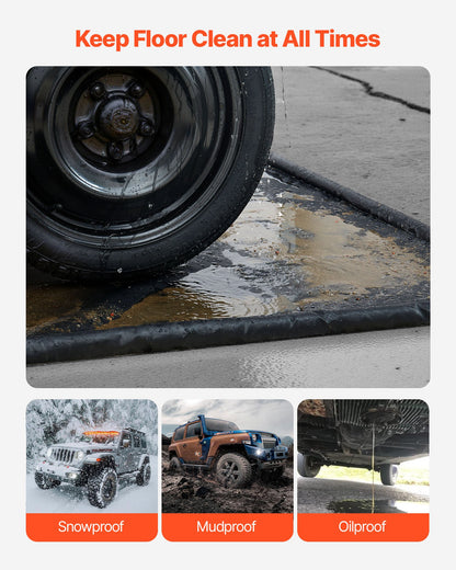 Avspärrningsmatta, 2,6 x 6,1 m, halkfri PVC-garagematta med rengöringsskrapa, kraftigt hållbart vattentätt skydd mot snö, regn och lera för bilar, stadsjeepar, lastbilar, parkering, svart