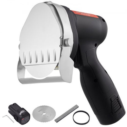 Elektrisk Shawarma-kniv, 80W sladdlös batteridriven professionell turkisk kniv, kommersiell gyroskärare i rostfritt stål, dönerkebabköttskärare med 2 blad, Φ4"/100mm, 0-8mm justerbar tjocklek
