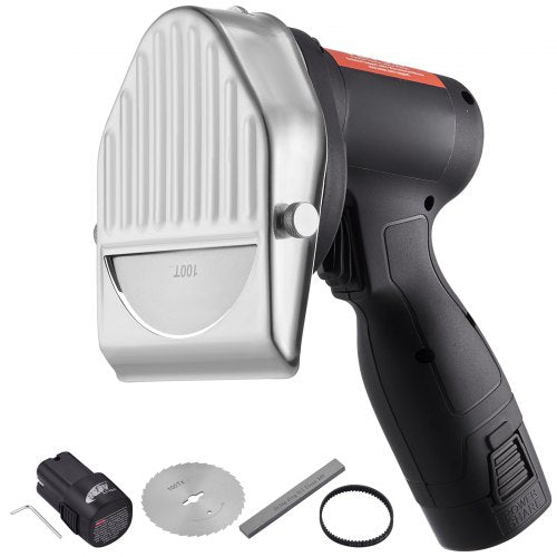 Elektrisk Shawarma-kniv, 80W sladdlös batteridriven professionell turkisk kniv, kommersiell gyroskärare i rostfritt stål, dönerkebabköttskärare med 2 blad, Φ4"/100mm, 0-8mm justerbar tjocklek