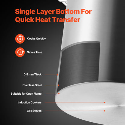 Rostfritt stålgryta, 42 liter stora kokkärl, kokkärl med sås och korg, lock och handtag, kraftig kommersiell gryta, slipbehandling, för stora sällskap och evenemang, silver